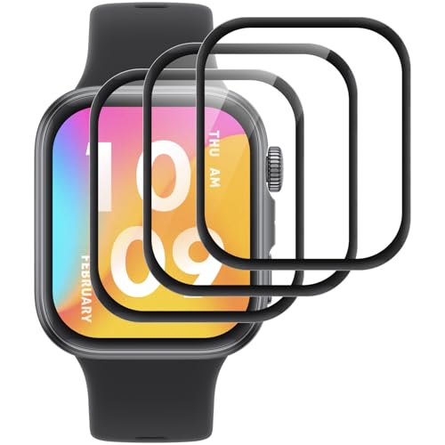 IQShield Protector de pantalla para Huawei Watch Fit 4, película protectora antiarañazos, cobertura completa 3D, sin burbujas, sensible al tacto, vidrio templado ultra transparente, paquete de 3