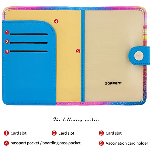 Zoppen Passport And Vaccine Card Holder Combo, Passport Holder With Vaccine Card Slot, Passport Wallet Cover Case Travel Document Organizer，Rfid Blocking Travel Wallet Womens And Men, Pink Sea #TOP3