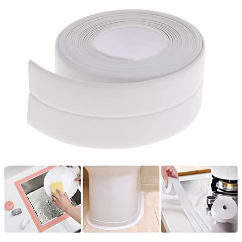 zatyorg Bathtub Caulk Strip 3.8CMx320CM PVC Caulk Tape Self Adhesive Tape Waterproof Sealing Tape Sealant Strip for Kitchen, Bathroom, Bathtub, Toilet, Wall Floor Cover