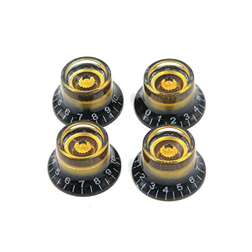 FarBoat 4Pcs Guitar Volume Tone Control Knob UFO Shape for LP Electric Guitar(Black and Gold)