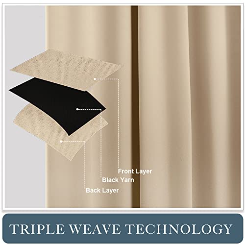 Pony Dance Kitchen Beige Curtains - Home Decoration Room Darkening Thermal Insulated Blackout Window Treatments/Draperies Block Light Protect Privacy, 42 W X 54 L, Biscotti Beige, 2 Pieces #TOP2