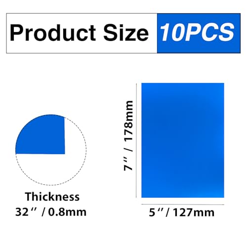 HXymxkeqi 10Pcs Blue Anodized Aluminum Sheet 5