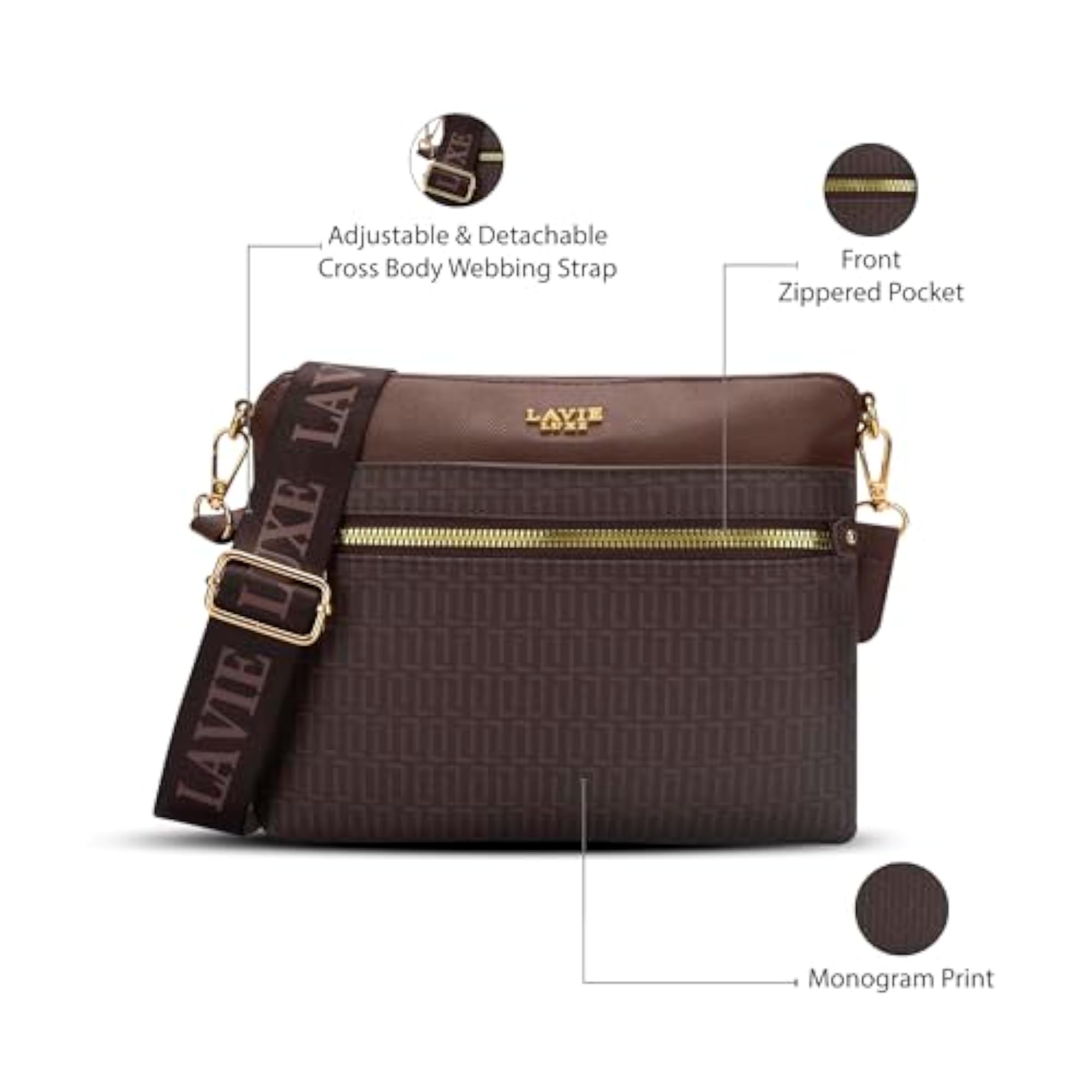 Women's Mono Quick Top Zip Crossbody Box Sling Bag, Chic Handbag