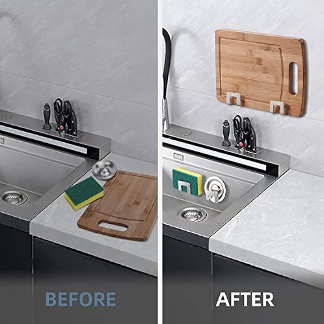 2Pcs Sponge Holder for Kitchen Sink,SUS304 Stainless Steel Waterproof Strong Sink Sponge Holder,Adhesive Hanging, Suitable for Kitchen Brush, Dish Rag, Gloves, Anti-Rust Coating