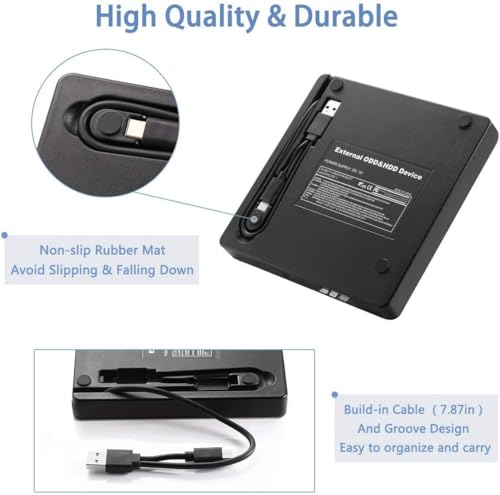 Image of External DVD Drive, USB 3.0 Type-C CD DVD + /-RW Optical Drive USB C Burner Slim CD /DVD ROM Rewriter Writer Reader Portable for PC Laptop Desktop MacBook Mac Windows 7 /8.1 /10 Linux (ECD829)