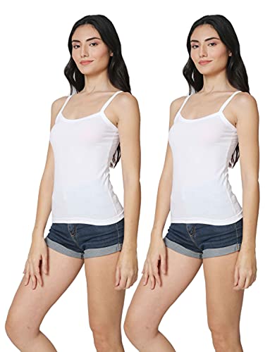 Image of Good Connection Women's Spaghetti Straps Plain Cotton Camisole Slip Seamless Tank Top