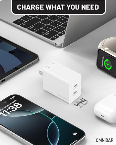 Image of 45W Super Fast Charger USB C Dual Port Android Phone Charger Type C Fast Charging Block with 4FT Type-C Charger Cord for Samsung S26 /S25 /S24 /S23 /S22 /S21, iPhone 17 /16 /15, iPad, White