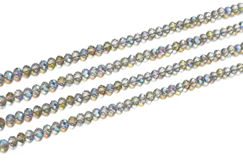Image of 700pcs Czech Faceted Rondelle Crystal Glass Beads 8mm Bulk Green Red Shimmer
