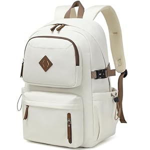 AO ALI VICTORY laptop backpack 15.6 inch anti theft travel backpacks for men and women large college bookbag work business daypack middle high school bag for girls boys teens students beige