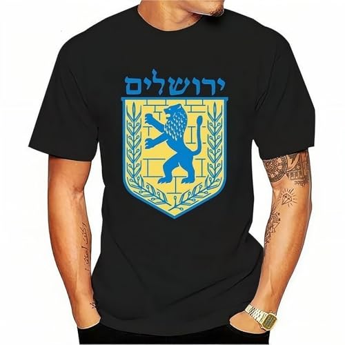 Lion of Judah T-Shirt Israel Jewish Jerusalem Jew Hebrew Tee 2026est Letter Print Hip Hop Novelty T Shirts Men Tee Shir