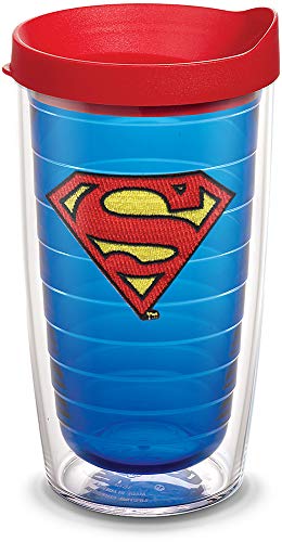 Tervis 1084020 Superman Tumbler with Emblem and Red Lid 16oz, Blue
