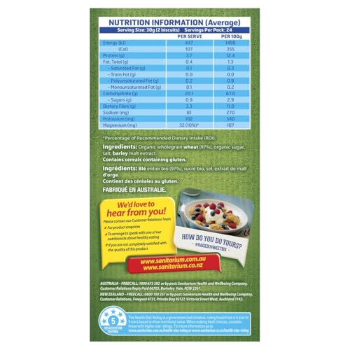 Sanitarium Health Food Company Organic Weetbix 750gm