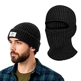 VGMANNTA Sturmhaube Winter für Herren Damen Kapuzenschal Winter Thermo Skimaske mit Nackenwärmer Multifunktionale Beanie Wolle Balaclava Wintermütze 2 in 1 Mützen für Radfahren Motorräder B