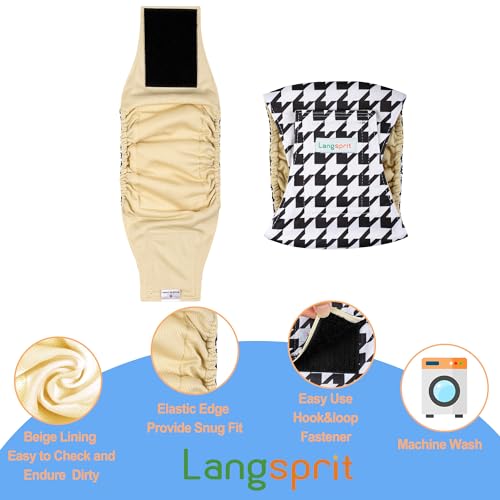 Image of Langsprit Male Belly Bands for Dogs (Pack of 3) - High Absorbing Dog Wraps Male Washable - Reusable Male Dog Diapers