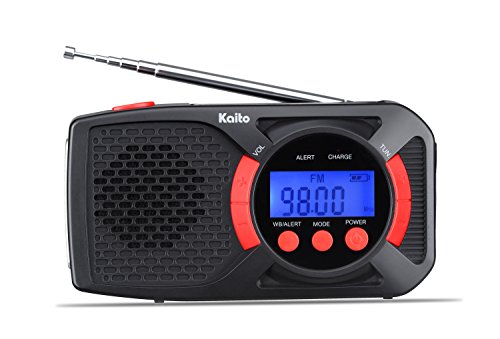 Kaito KA360 Digital Portable Hand Crank Solar AM/FM NOAA Weather Radio with Cell