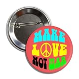Make Love Not War 60's Throwback Replica Peace Sign Button Badge Pin for Backpacks, Jackets, Hats Made in USA