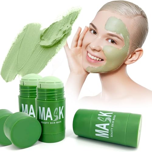 3Pcs Green Tea Mask Stick, Green Tea Deep Cleanse Mask Sticks Face Moisturizing Improves Skin Green Tea Blackhead Remover for Men and Women