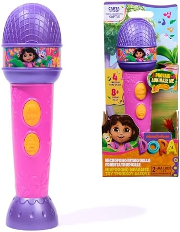 Dora, Tropical Forest Rhythm Microphone with Music, Bilingual Sounds and Phrases, Toys for Girls and Kids Ages 3 Years and Up image 2