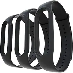 Kit 3x Pulseiras Pretas Silicone Sport Compatível com Xiaomi Mi Band 3 4 Mi Band 5 6