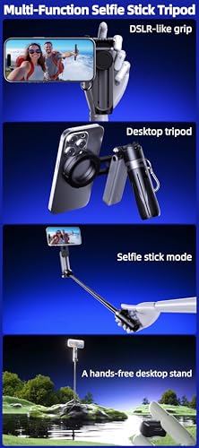 GEYUTHS 4 in 1 Magnetic Tripod Pocket Selfie Stick Extendable Cell Phone Stand Portable Camera Grip Handle with Wireless Detachable Remote Control for Photograph/Live Streaming/Video/Travel (Black) - image 7