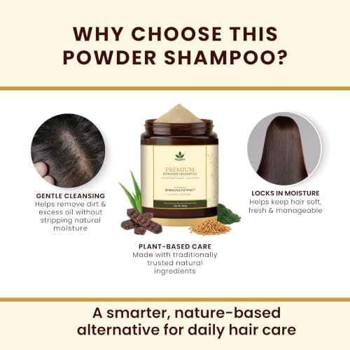 Image of Havintha Premium Spirulina Powder-Based Herbal Shampoo for Hair - 200g | Easy-to-Use Foaming Ayurvedic Shampoo | Anti Hair Fall & Anti Dandruff Care | Sulfate-Free with Shikakai, Aloe Vera & Methi Dana for Strong, Healthy & Voluminous Hair