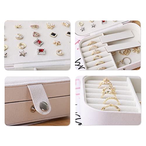 Boîte à bijoux de voyage en cuir PU avec support bagues et boucles
