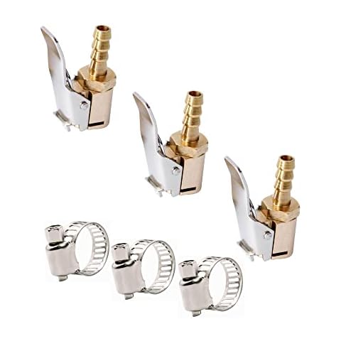 YUEMING 3Pcs Tire Chuck Air Chuck, Brass Tyre Valve Air Pump Clip, Tyre Inflator Nozzle, Tire Inflator Open Flow Straight Lock-on Air Compressor Hose End for Hose Repair, 8mm Cover