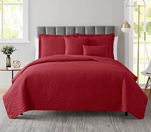 Clara Clark Tagesdecken-Set, gesteppt, für alle Jahreszeiten, Pinsonic Weave Cover