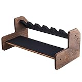 THE HAWK HAUS Handgun/Pistol Rack for 6 - Rustic Dark Brown Pure Wood Gun Holder Storage Organizer f