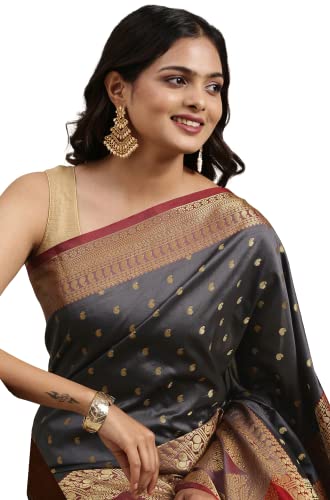 Pandadi Saree Women's Banarasi Silk Saree With Unstitched Blouse Piece product image 11