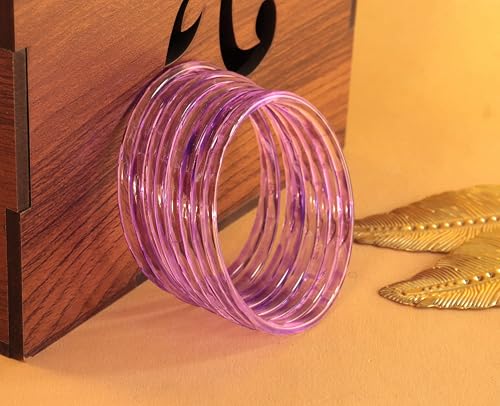 Image of ZULKA Designer Plain Glossy Glass Kada Set For Women & Girls With Diamond Cut Design | Fancy Designer Glass Bangles | Traditional Chudi | Kanch Ki Churi | Stylish Glass Kada For Wedding - Set Of 8