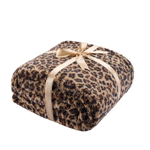 Leopard Cheetah Print Blanket Super Soft Plush Fleece Throw for Bed Sofa & Travel All Season Cozy Cheetah Pattern Home Decor Throw Blanket 50 x 60 (Dark Brown)