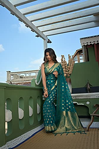 Image of Vardha Women's Art Silk,Silk Saree with Banarasi Weave and Unstitched Matching Blouse Piece | Sari for Women