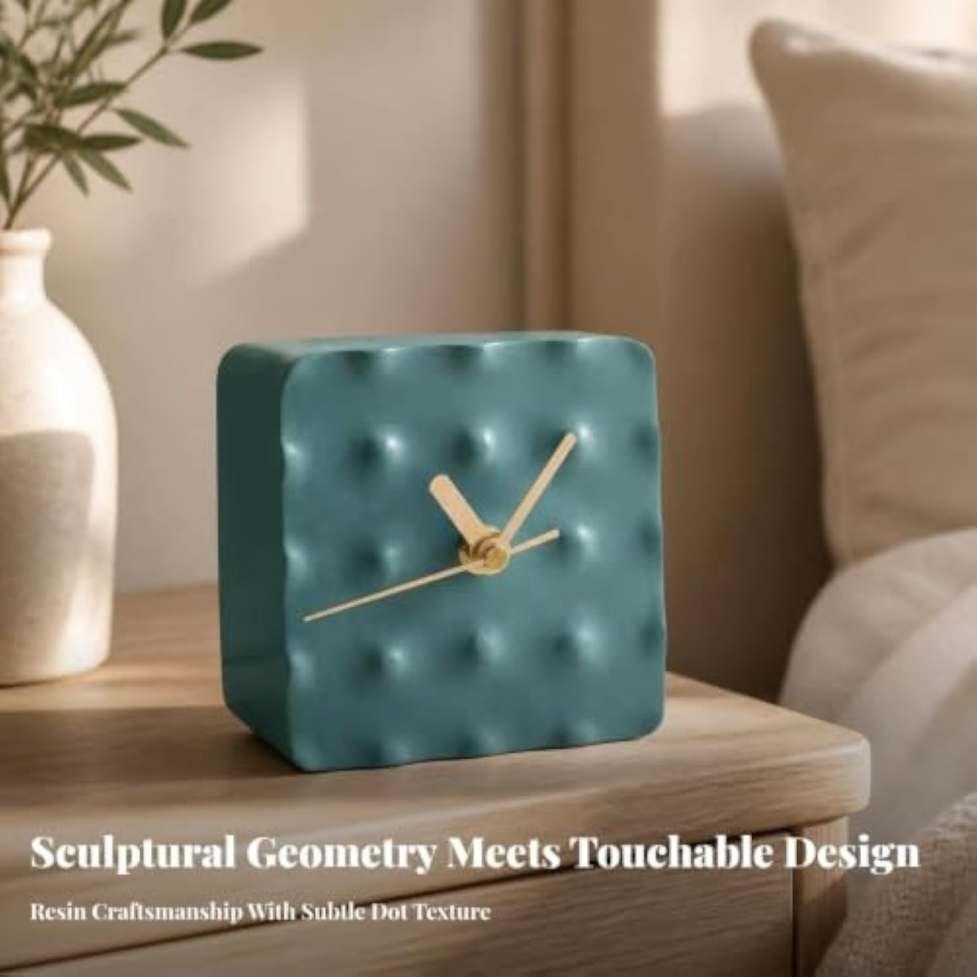 Modern Decorative Table Clock, Compact Geometric Square Design