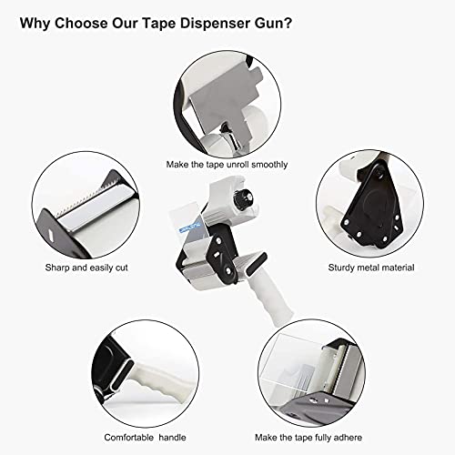 Jarlink Packing Tape Dispenser Gun (2 Pack) With 2 Rolls Tape, 2 Inches Lightweight Industrial Side Loading Tape Dispenser For Shipping Packaging Moving Sealing (Grey & Black) #TOP1