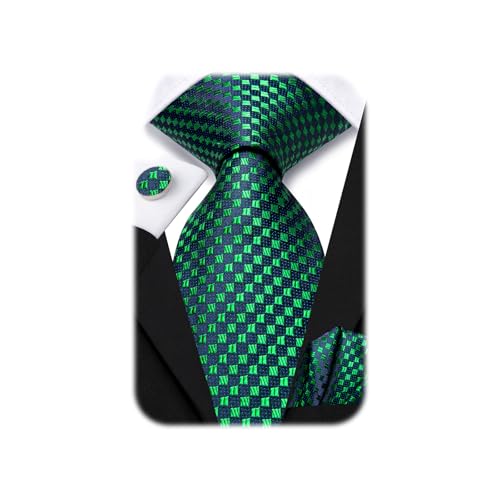 Image of Dubulle Silk Ties Set for Men Formal Paisley Striped Necktie Pocket Square Cufflinks 3PCS Sets Wedding Business Party