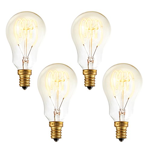 Candelabra Edison A15 Vintage Bulbs by Brooklyn Bulb Co. | Mini Coney Island Collection, Dimmable, 40W (E12 Socket), Warm White, Spiral Filament Style | Pack of 4