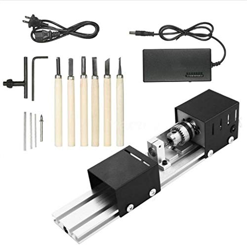 Gowersdee Mini Lathe Beads Polisher Machine DIY CNC Machining for Table Woodworking Wood DIY Tool Lathe Standard Set