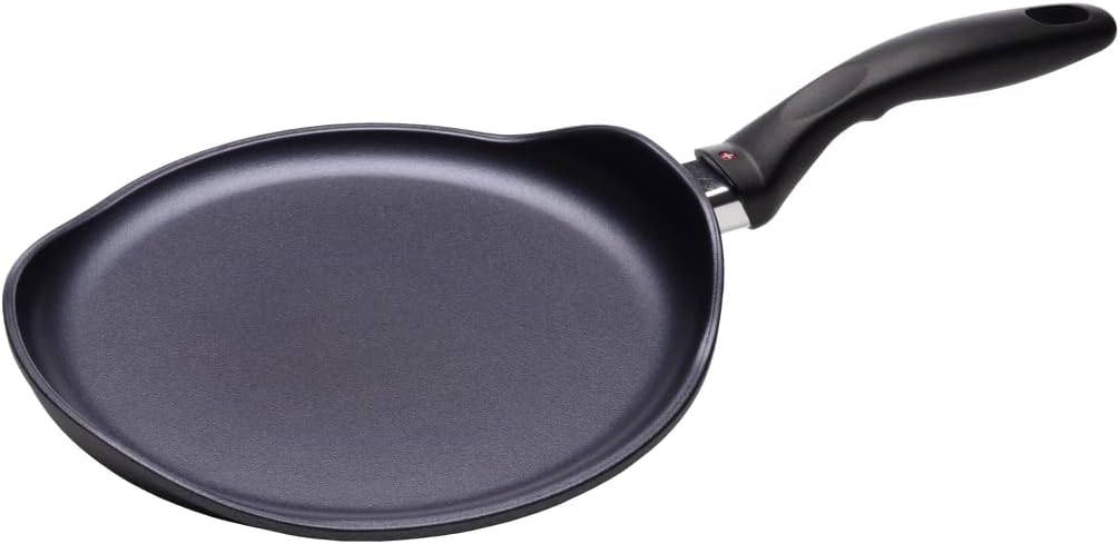 10.25" Crepe Pan HD Nonstick Induction Diamond Coated Aluminum Dishwasher Safe and Oven Safe Grey