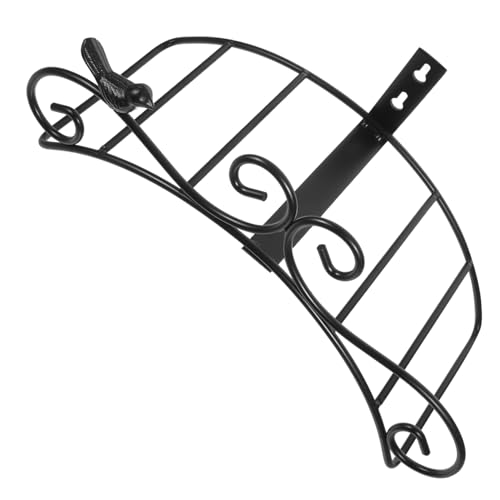 JOINPAYA Soporte para Manguera de Jardín Vintage de Hierro Negro, Estante Mural Resistente para Almacenamiento de Agua y Cuerda, Plataforma de Agua Compacta para Exteriores, Funcional