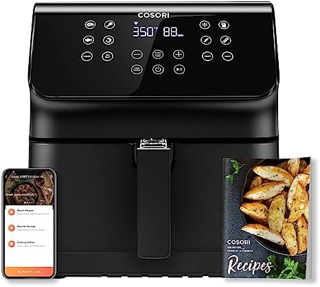 COSORI Pro II Smart Air Fryer 5.8QT, 12 One-Touch Customizable Functions, 3-Way Control, Cookbook and Online Recipes, Dishwasher-Safe Detachable Basket, Works with Alexa & Google Assistant