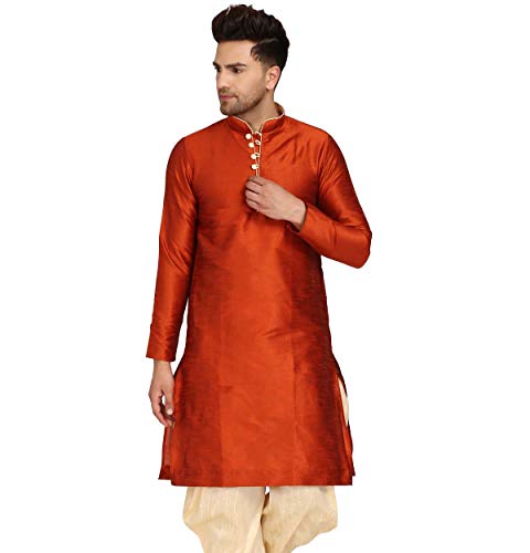 Image of Men's Ethnic Silk Loop Button Kurta