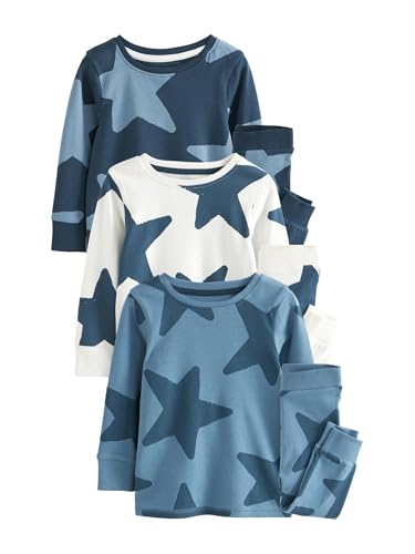 NEXT Jungen 3er-Pack Langarm-Schlafanzüge Blau/Marineblau 80-86