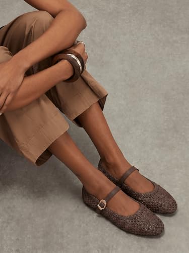 Image of Coutgo Womens Mary Jane Woven Flats Round Toe Ballet Flats Dressy Comfortable Slip On Shoes