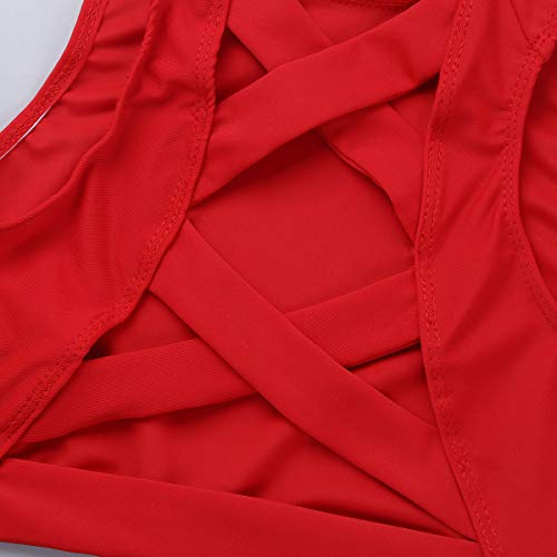 Image of Girls High Neck Athletic Sports Bra Crop Top Gymnastics Workout Gym Fitness Vest Tank Top T Shirt
