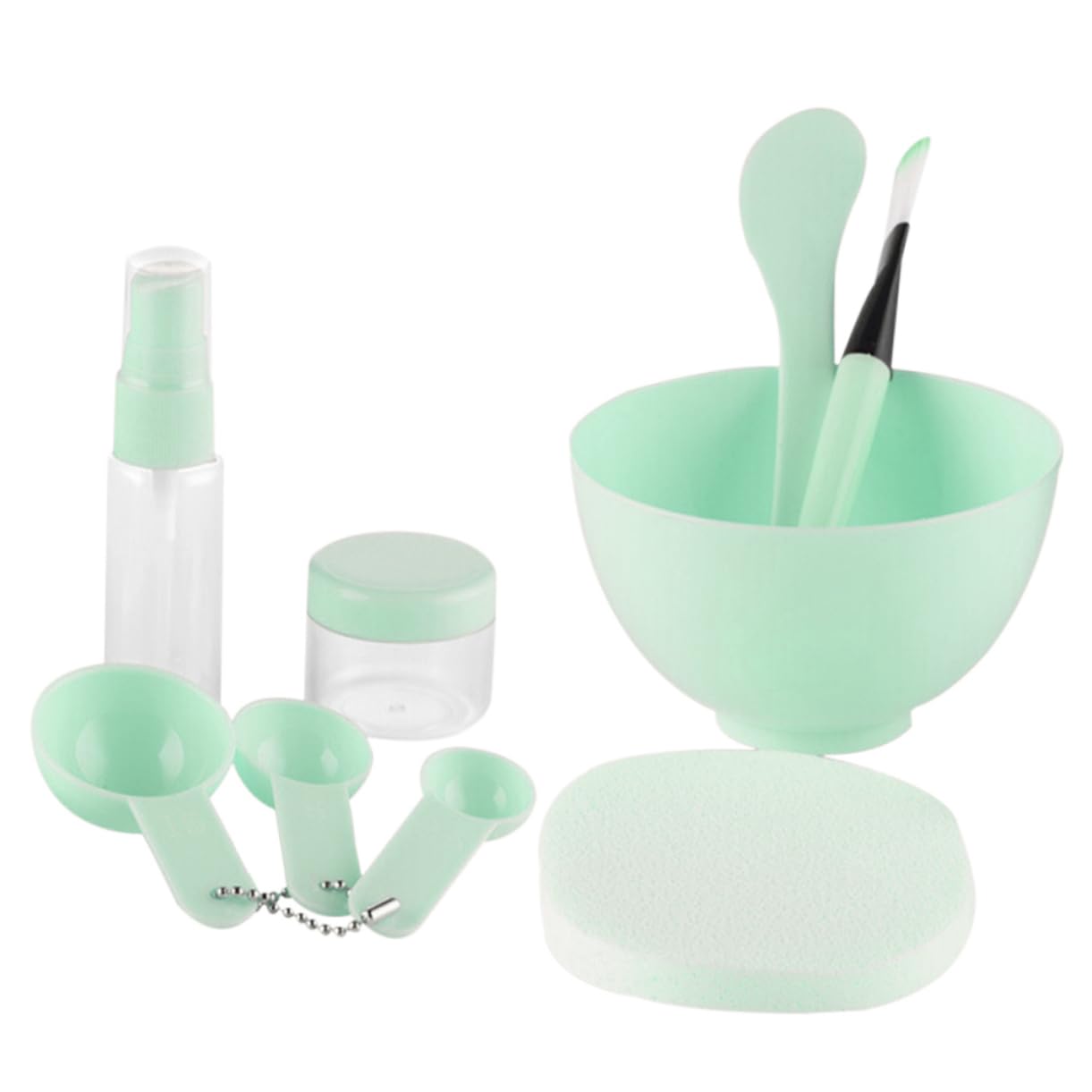 IWOWHERO Diy Facial Mask Tools Set 9pcs Mixing Bowl Spatula Brush Spray Bottle Gauges Soft Head for Daily Use