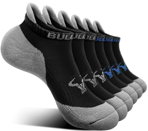 Image of BULLIANT Men Running Ankle Socks 6Pack-Cushioned Support-Low Cut No Show | Fully Terry Sole | Arch Support | Seamless Toe Closure | Moisture-Wicking Breathable Mesh | Reinforced Heel&Toe