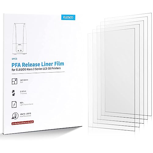 ELEGOO 5PCS PFA Release Liner Film for Mars 3 and Mars 3 Pro, 146 × 195mm
