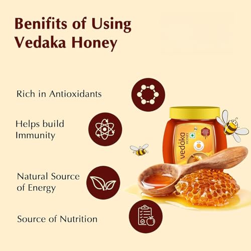 Image of Amazon Brand - Vedaka Honey | 2 Kg | 100% Pure| No Added Sugar or Adulteration | Product of India | Pack of 2, Each 1 Kg (Previously Kitchen Cheer)