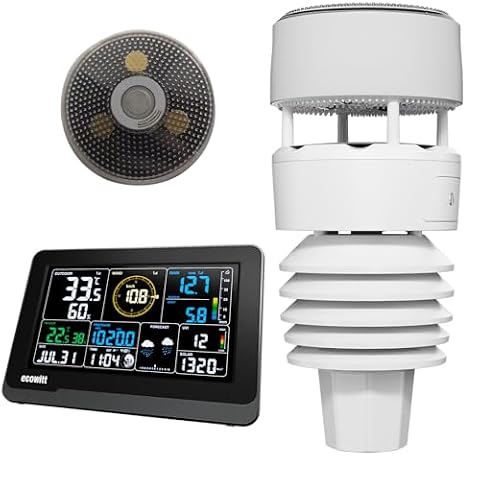 ECOWITT stacja pogodowa WS3901, 7 w 1 stacja pogodowa Wittboy zewnętrzne jednostki czujnikowe WS90, 19 cm Wifi wewnętrzny LCD kolorowy panel z czujnikami 3 w 1, Ecowitt IOT inteligentne sterowanie